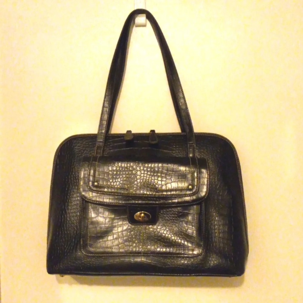 Black Croc Laptop Bag